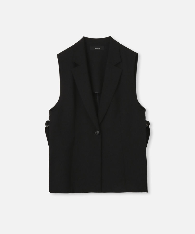 allureville 麻調カルゼサイドオープンジレ ブラック (95)