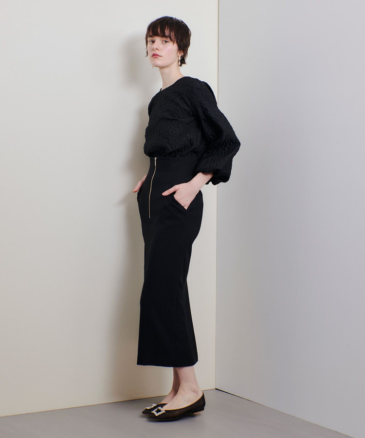 allureville フロントジップサスペンダースカート ブラック (96)