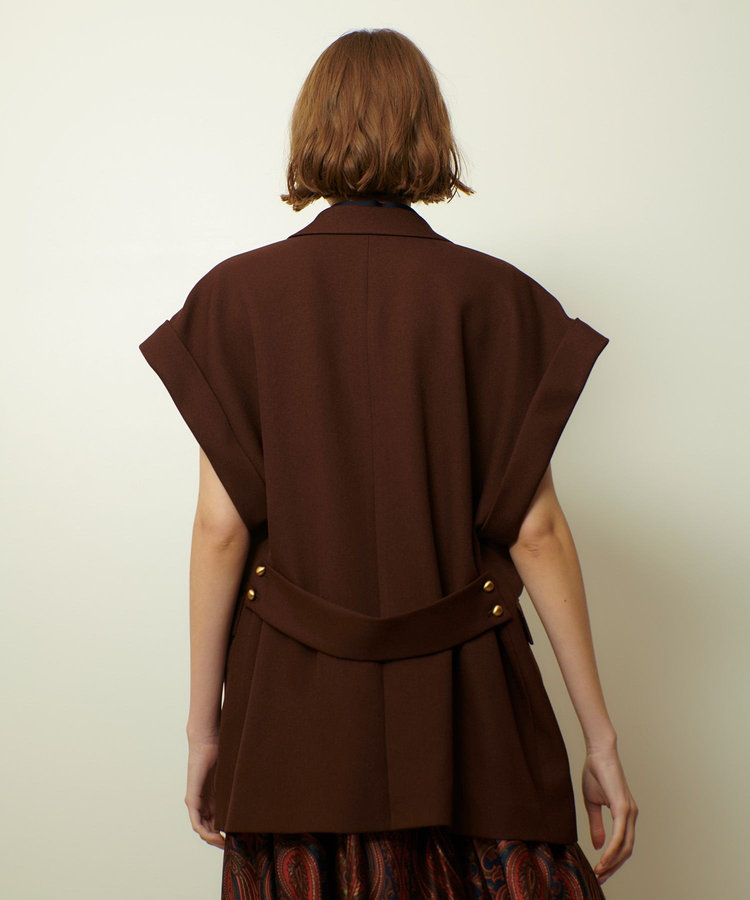 allureville ウールライクポリツイルジレジャケット ブラウン (81)