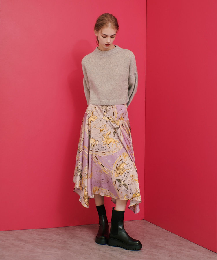 LOULOU WILLOUGHBY 【LOULOU WILLOUGHBY】ホロスコーププリントフレアスカート パープル (51)