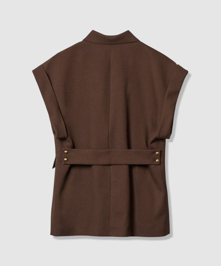 allureville ウールライクポリツイルジレジャケット ブラウン (81)