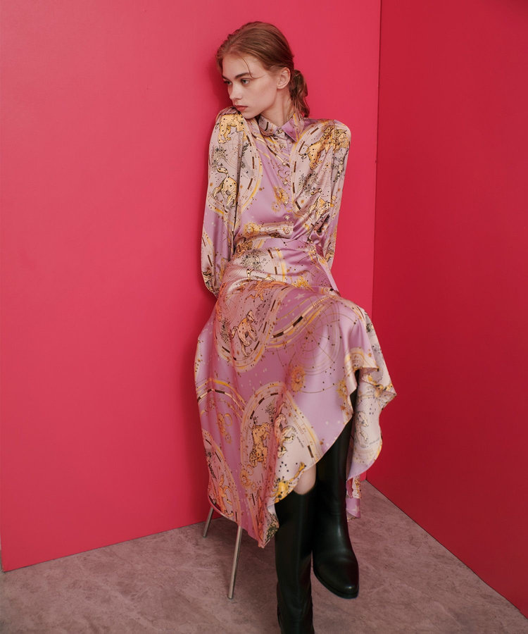 LOULOU WILLOUGHBY 【LOULOU WILLOUGHBY】ホロスコーププリントフレアスカート パープル (51)