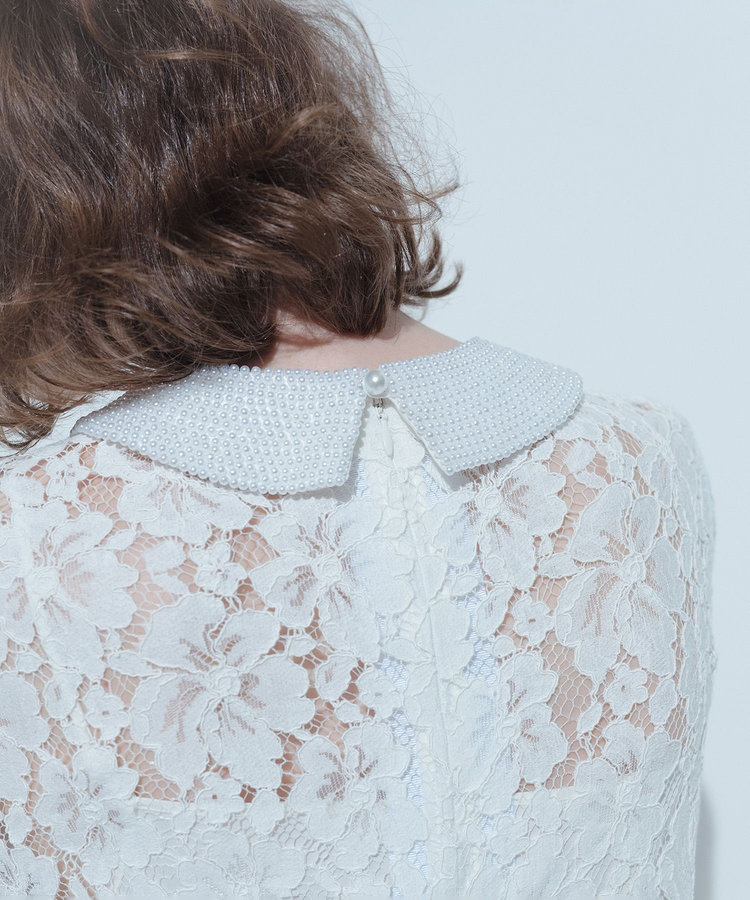 LOULOU WILLOUGHBY 【LOULOU WILLOUGHBY】パールネックレースワンピース オフホワイト (02)
