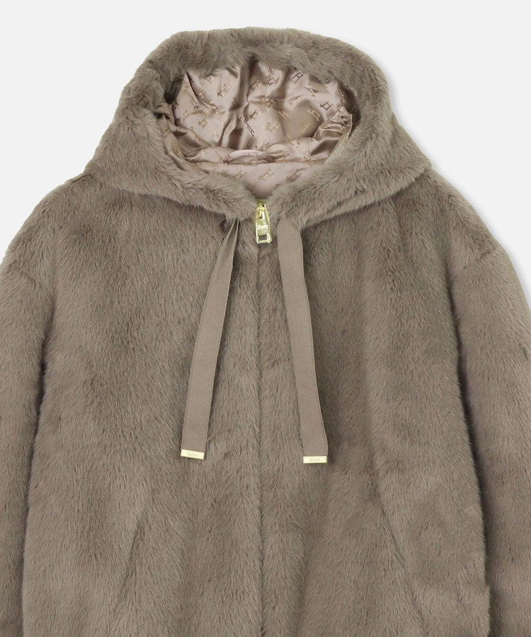 buying 【HERNO(ヘルノ－)】 HOODED ZIPPER SHORT FUR グレー (92)