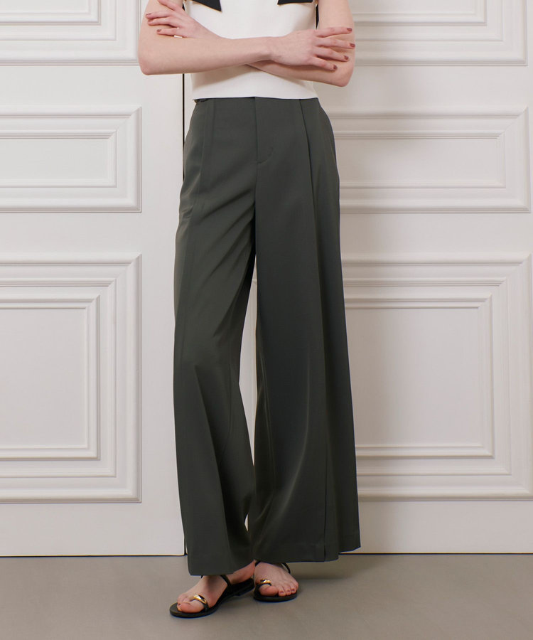 LOULOU WILLOUGHBY 【LOULOU WILLOUGHBY】タックステッチワイドパンツ カーキ (76)