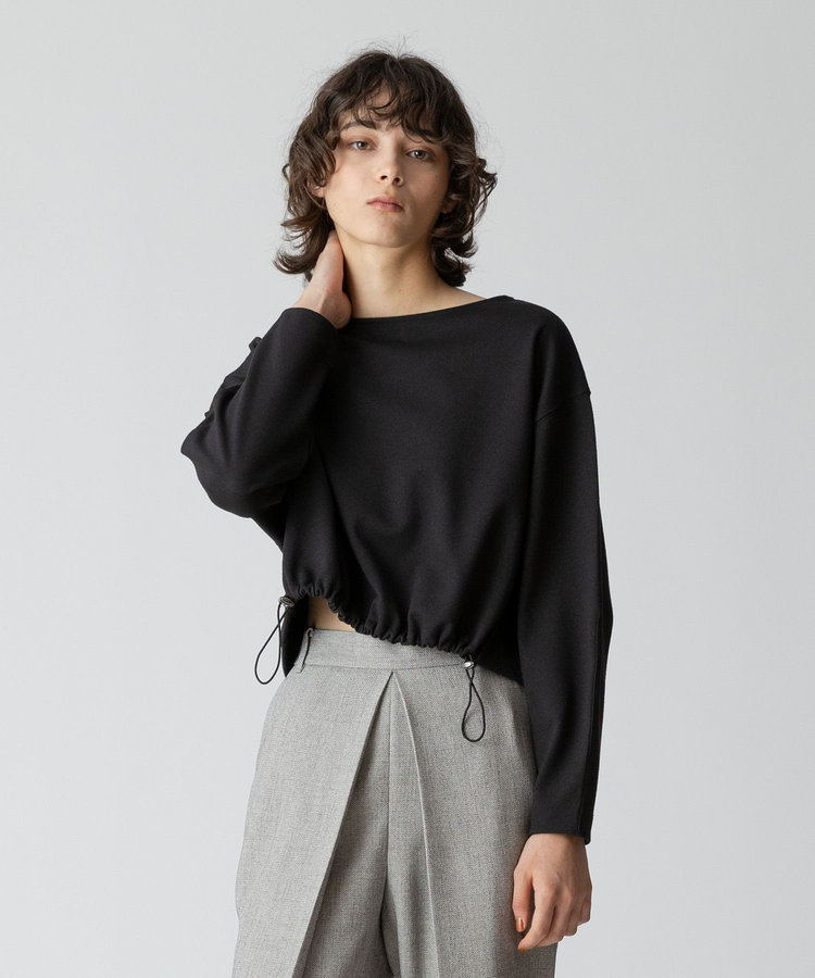 allureville ブークレーダンボールクロップドプルオーバー ブラック (95)