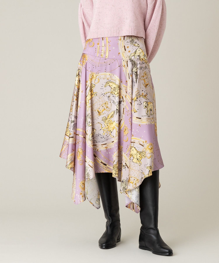 LOULOU WILLOUGHBY 【LOULOU WILLOUGHBY】ホロスコーププリントフレアスカート パープル (51)