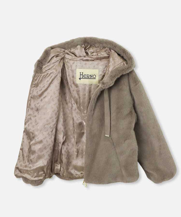 buying 【HERNO(ヘルノ－)】 HOODED ZIPPER SHORT FUR グレー (92)