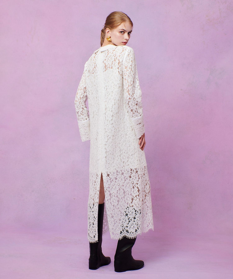 LOULOU WILLOUGHBY 【LOULOU WILLOUGHBY】パールネックレースワンピース オフホワイト (02)