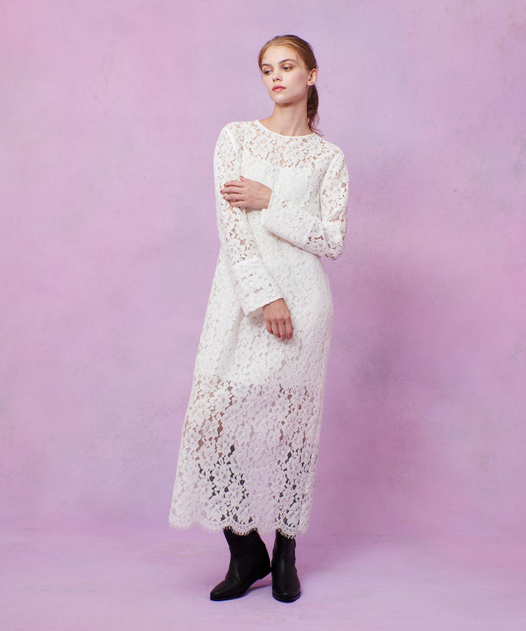 LOULOU WILLOUGHBY 【LOULOU WILLOUGHBY】パールネックレースワンピース オフホワイト (02)