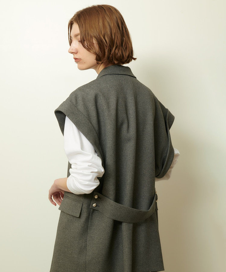 allureville ウールライクポリツイルジレジャケット グレー (92)