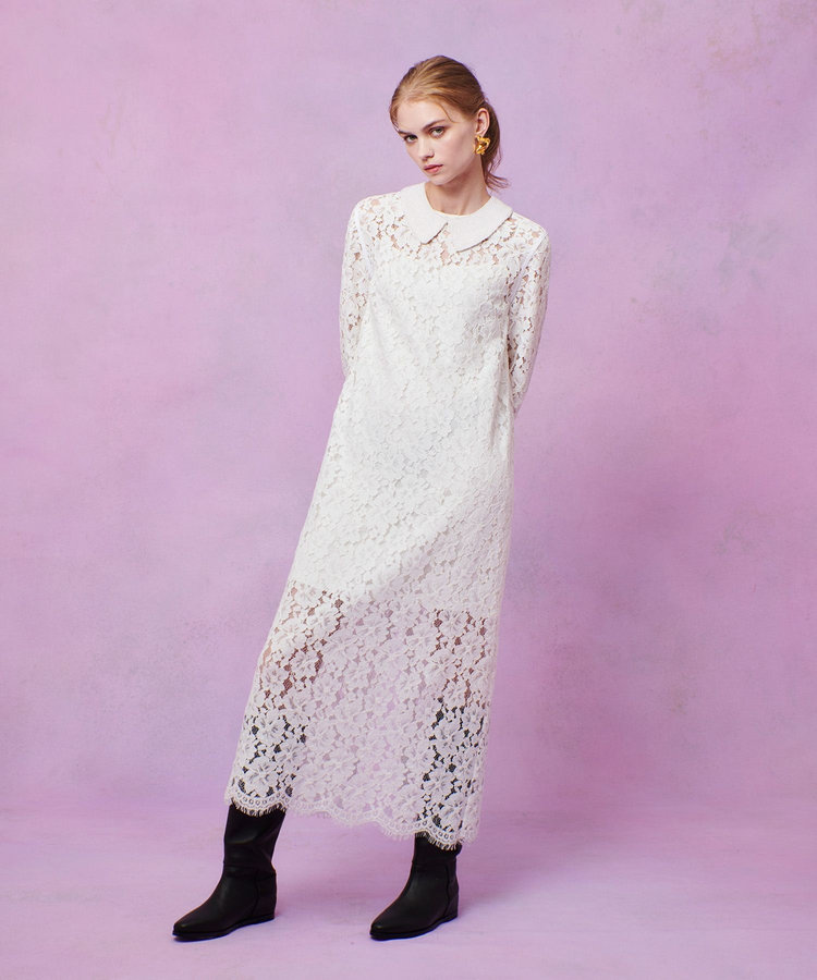 LOULOU WILLOUGHBY 【LOULOU WILLOUGHBY】パールネックレースワンピース オフホワイト (02)