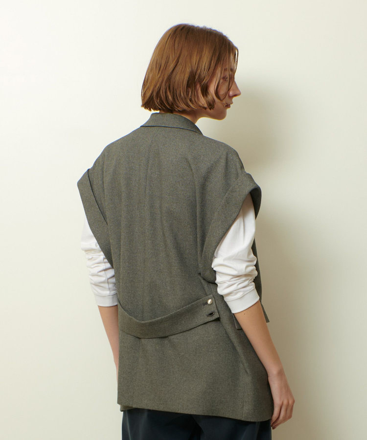 allureville ウールライクポリツイルジレジャケット グレー (92)