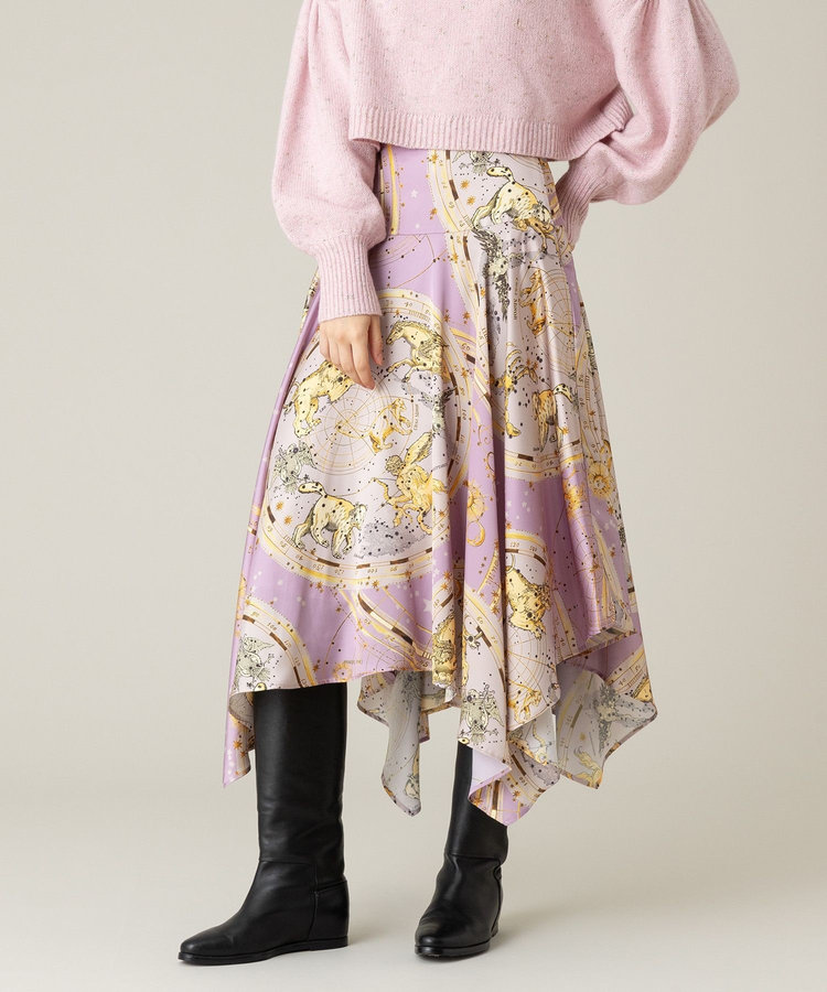 LOULOU WILLOUGHBY 【LOULOU WILLOUGHBY】ホロスコーププリントフレアスカート パープル (51)