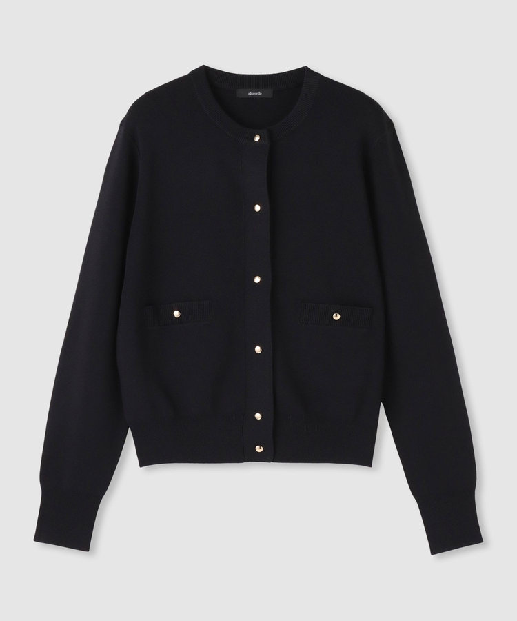 allureville ◇ポケットクルーカーディガン ブラック (95)