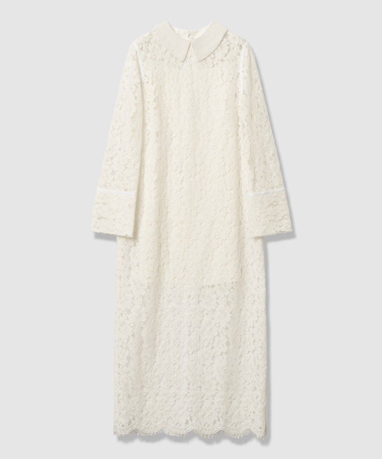 LOULOU WILLOUGHBY 【LOULOU WILLOUGHBY】パールネックレースワンピース オフホワイト (02)