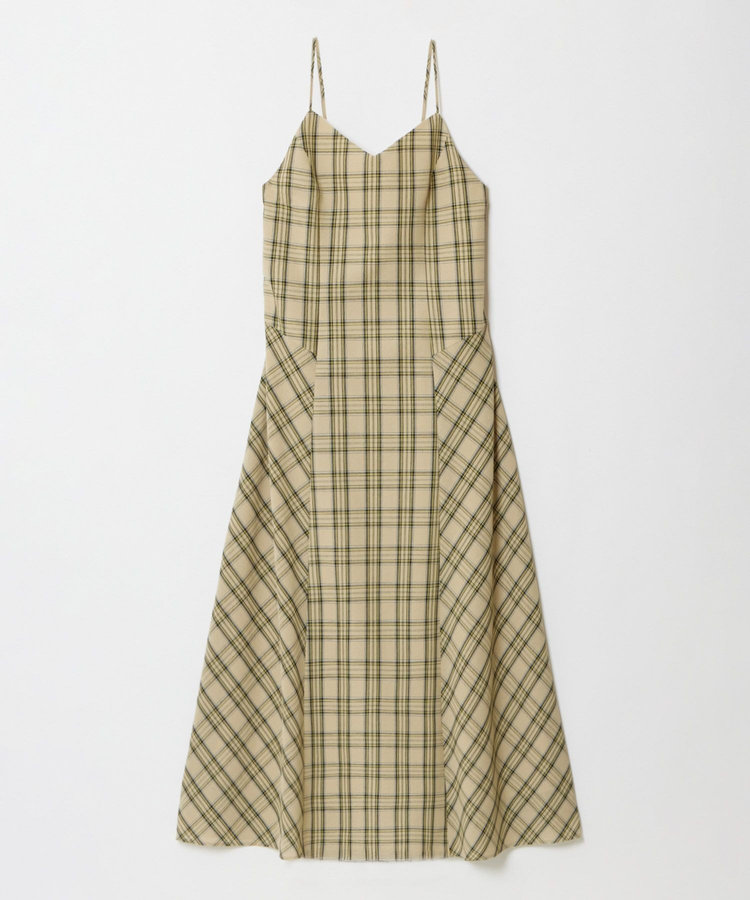 allureville チェックバックコンシャスキャミワンピース ベージュ (11)