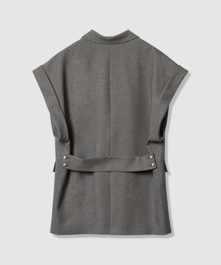 allureville ウールライクポリツイルジレジャケット グレー (92)