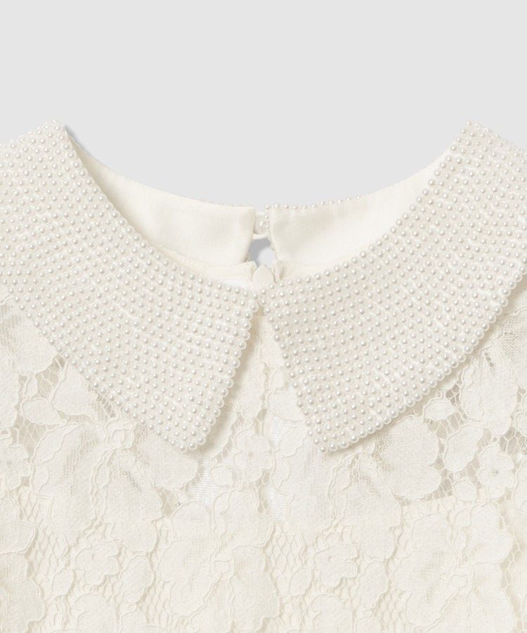LOULOU WILLOUGHBY 【LOULOU WILLOUGHBY】パールネックレースワンピース オフホワイト (02)