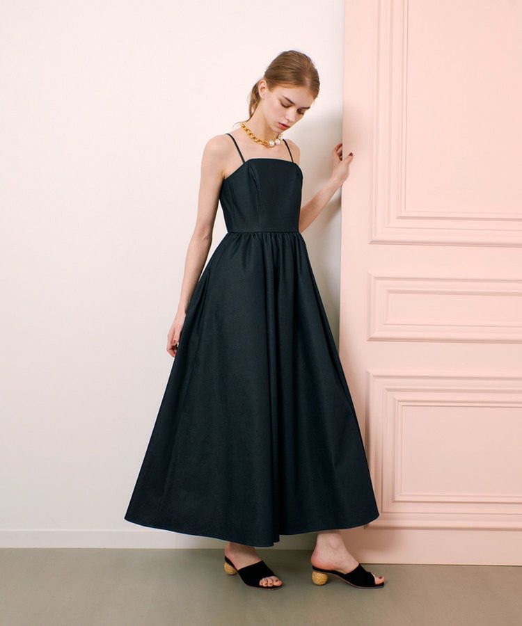 LOULOU WILLOUGHBY ◇【LOULOU WILLOUGHBY】シャンブレーベアワンピース ネイビー (65)