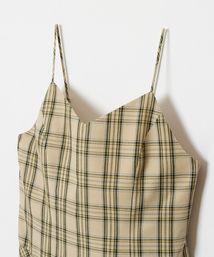 allureville チェックバックコンシャスキャミワンピース ベージュ (11)