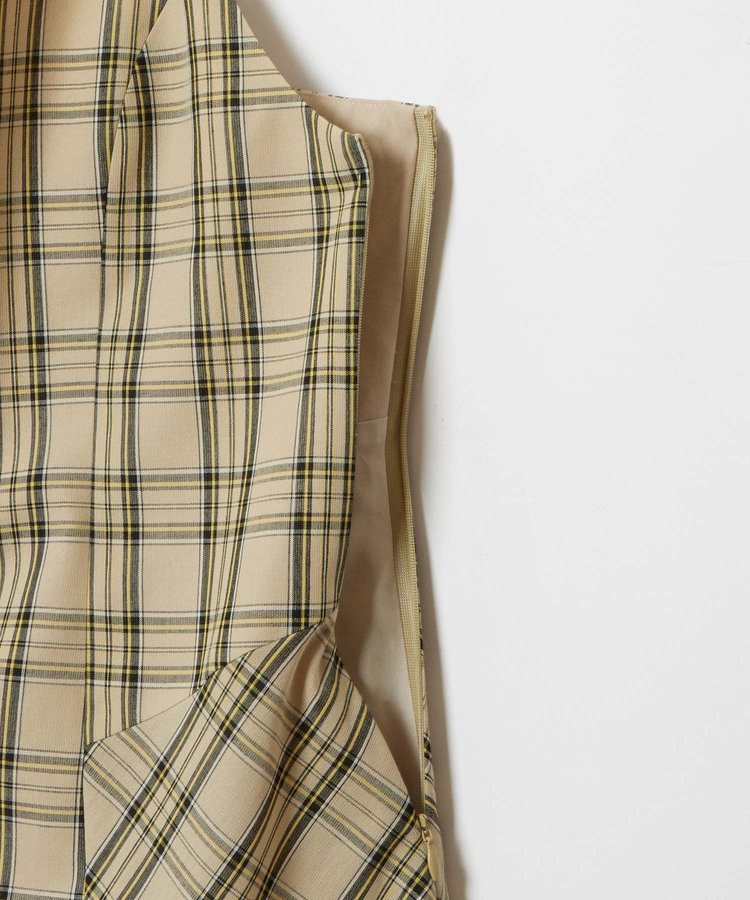 allureville チェックバックコンシャスキャミワンピース ベージュ (11)