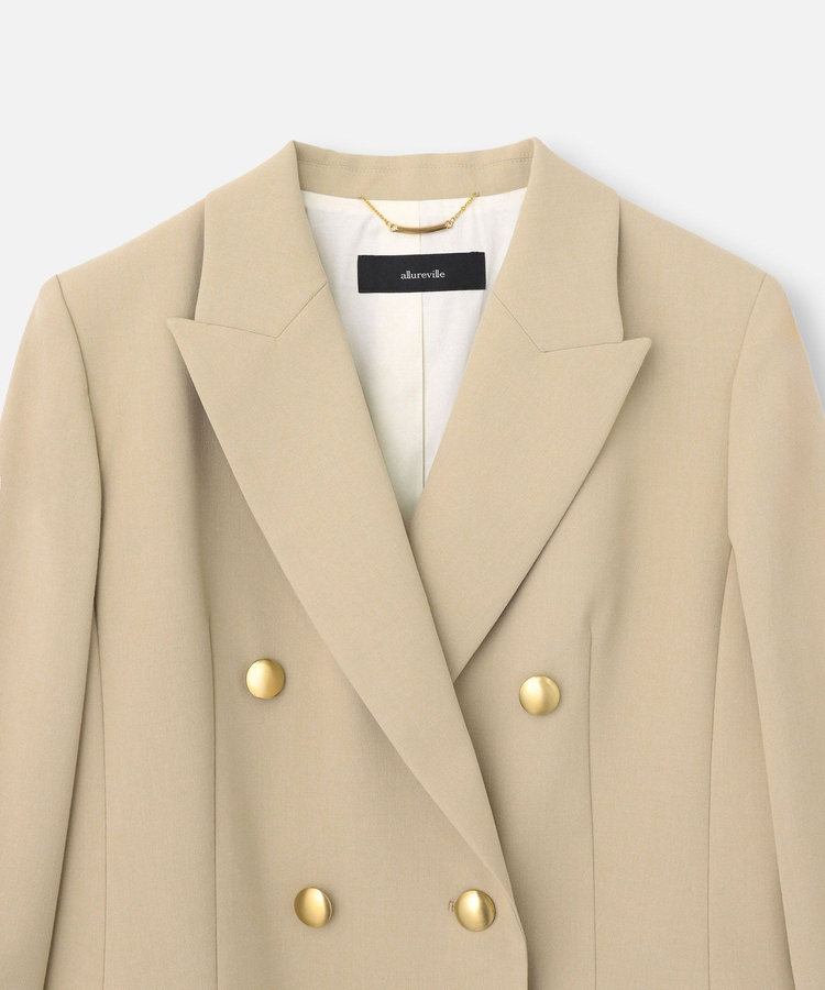 allureville リオペルダブルブレスト6釦ジャケット ベージュ (11)
