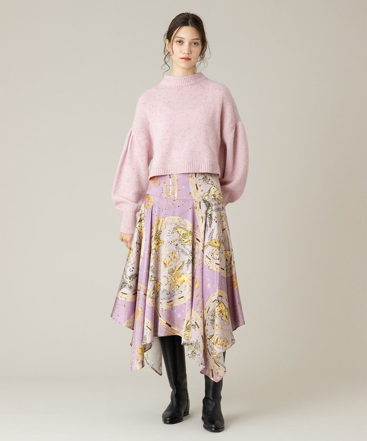 LOULOU WILLOUGHBY 【LOULOU WILLOUGHBY】ホロスコーププリントフレアスカート パープル (51)