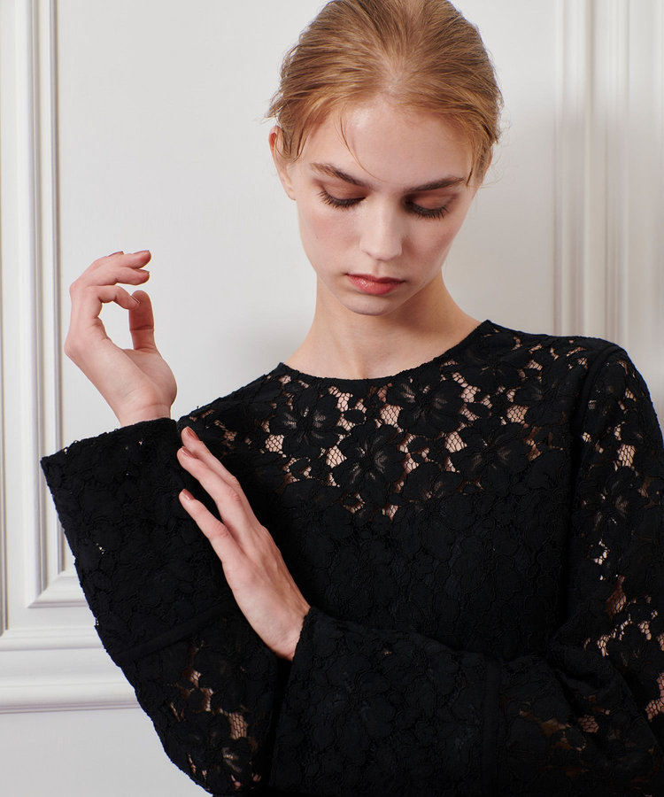 LOULOU WILLOUGHBY 【LOULOU WILLOUGHBY】パールネックレースワンピース ブラック (95)