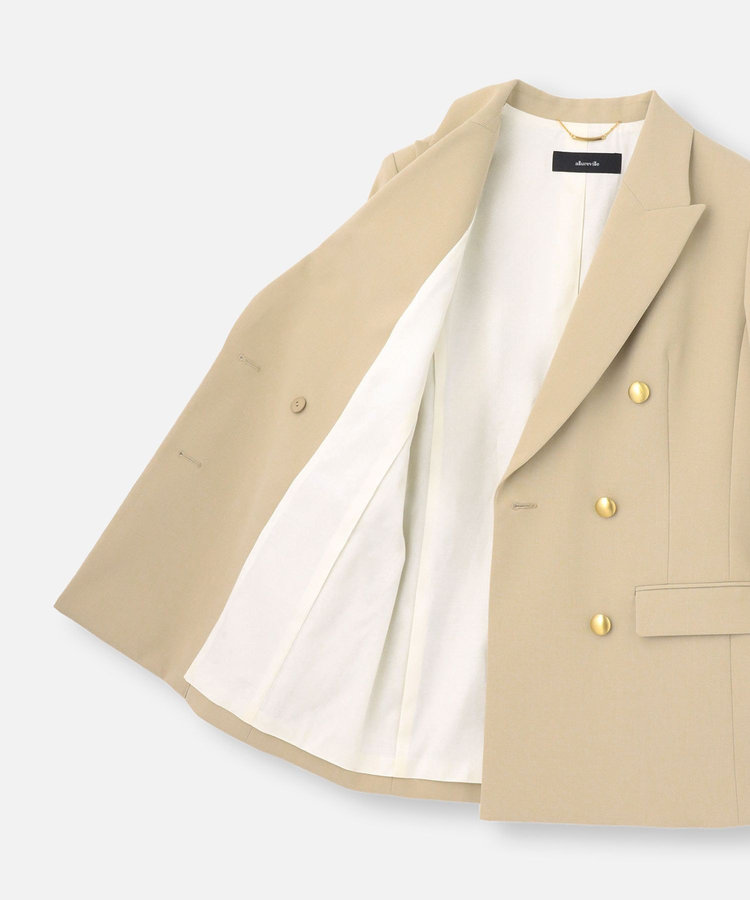 allureville リオペルダブルブレスト6釦ジャケット ベージュ (11)