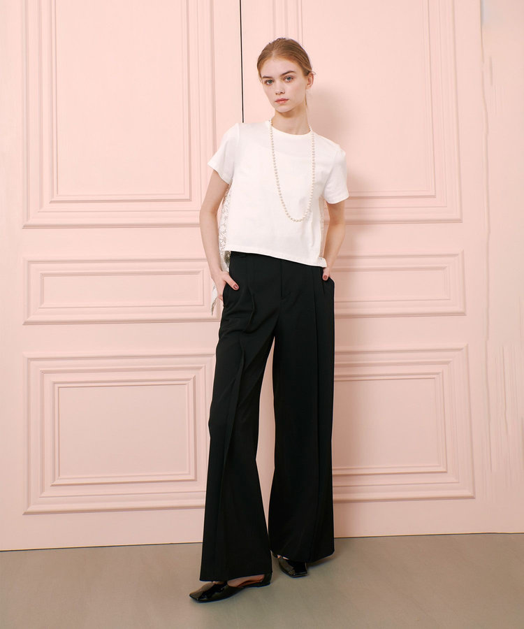 LOULOU WILLOUGHBY 【LOULOU WILLOUGHBY】タックステッチワイドパンツ ブラック (95)