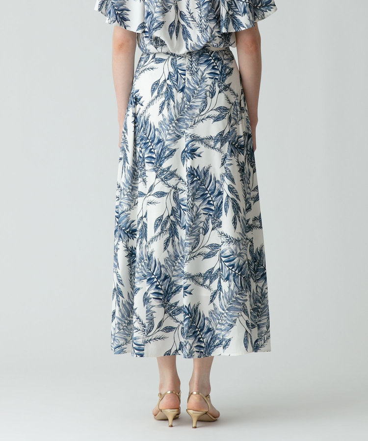 allureville リーフプリントサイドギャザースカート オフホワイト (02)