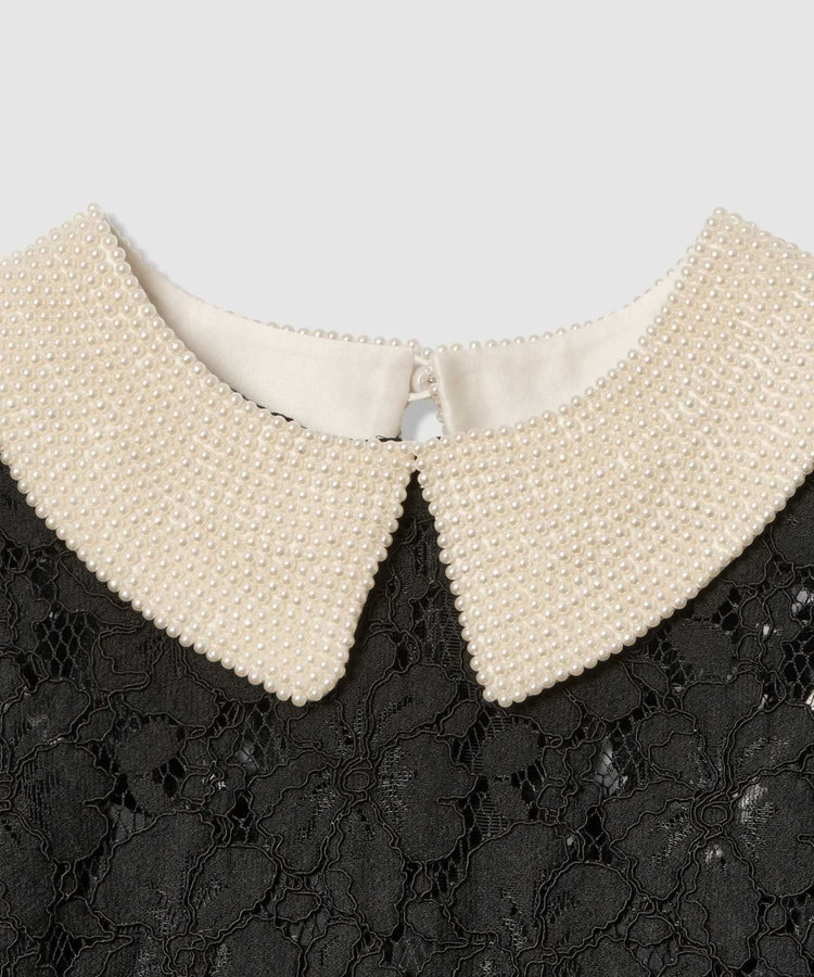 LOULOU WILLOUGHBY 【LOULOU WILLOUGHBY】パールネックレースワンピース ブラック (95)