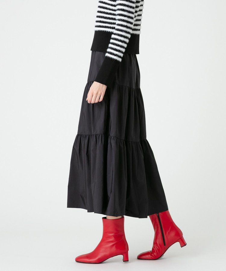 LOULOU WILLOUGHBY 【LOULOU WILLOUGHBY】タフタティアードスカート ブラック (95)