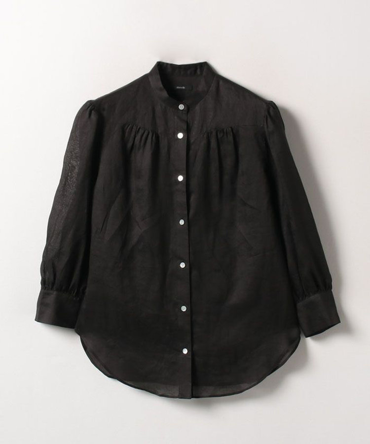 allureville リネンパフスリーブシャツ ブラック (95)