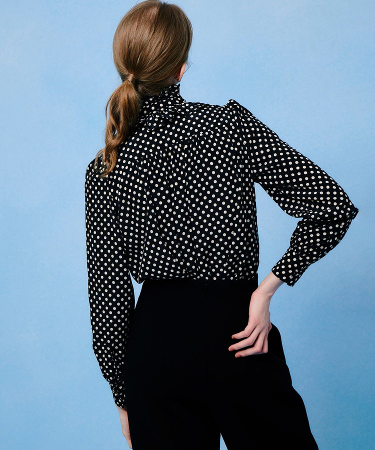 LOULOU WILLOUGHBY 【LOULOU WILLOUGHBY】◇デシンドットフリルボウタイブラウス ブラック (95)