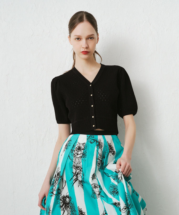 LOULOU WILLOUGHBY 【LOULOU WILLOUGHBY】アイレットポインテールカーディガン ブラック (95)