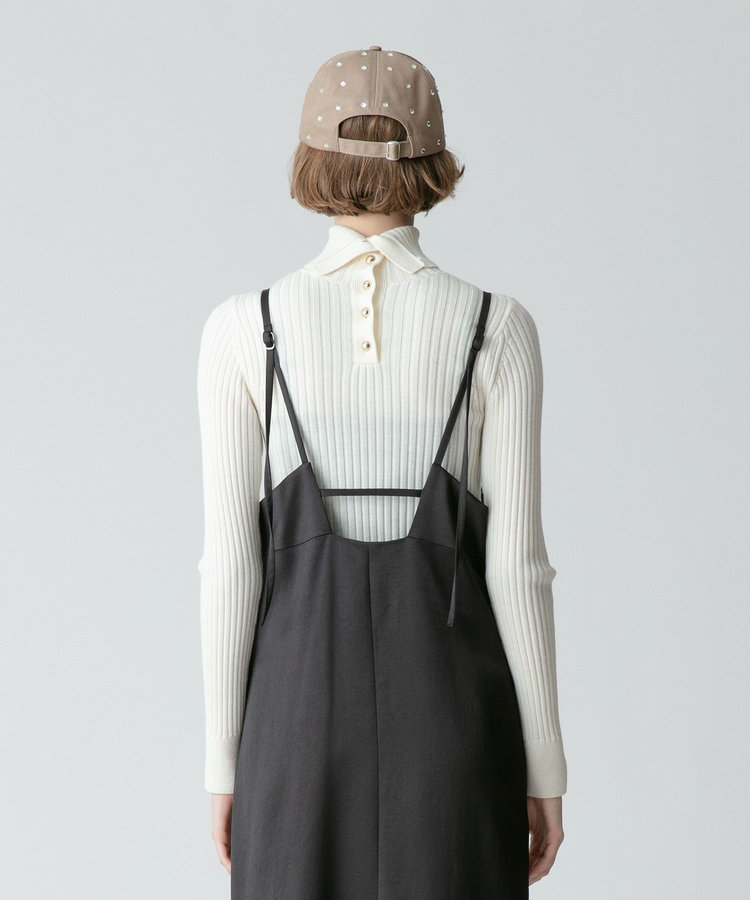 allureville 釦ディティール2WAY ネックリブプルオーバー アイボリー (04)