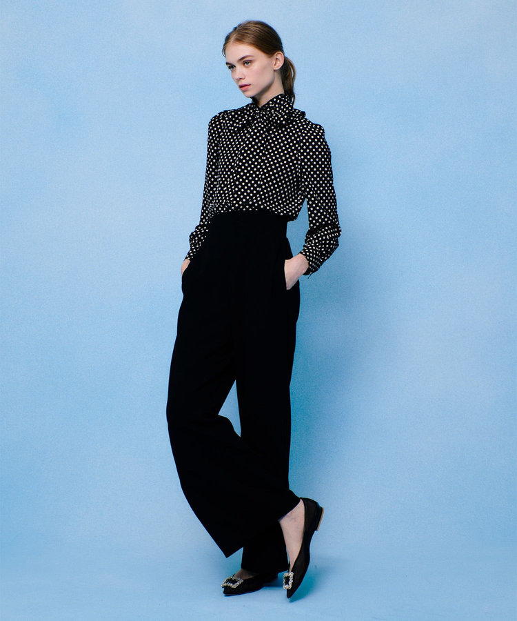 LOULOU WILLOUGHBY 【LOULOU WILLOUGHBY】◇デシンドットフリルボウタイブラウス ブラック (95)