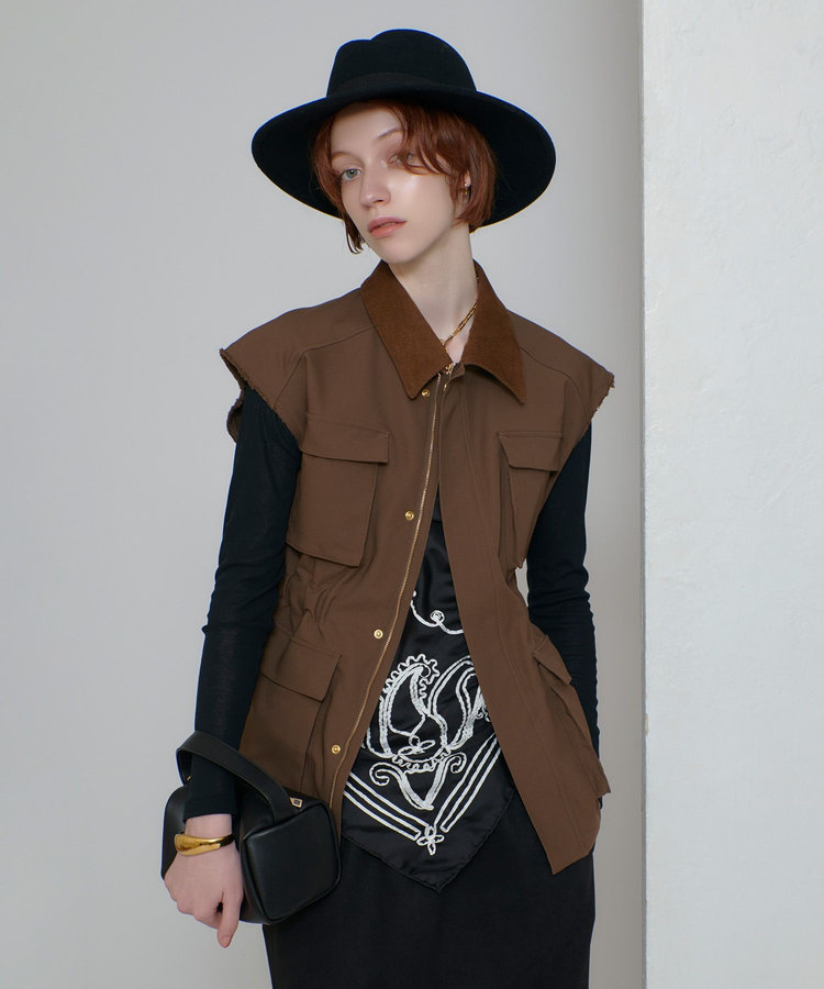 allureville コットンダブルクロスサファリジレ ブラウン (81)