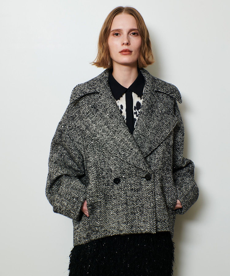 allureville BONOTTOスパンコールショートコート ブラック系 (98)