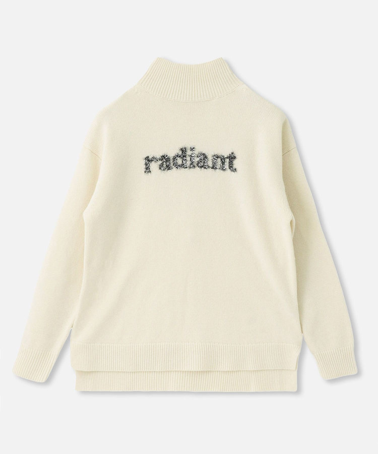 allureville シャギーラメロゴインターシャプルオーバー オフホワイト (02)