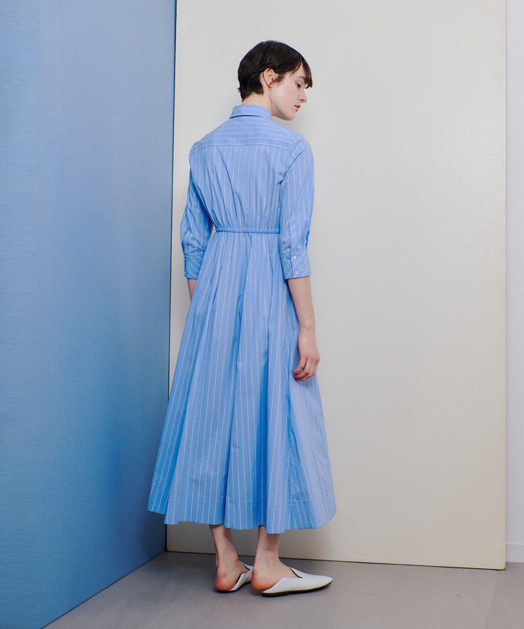 allureville ピンストライプノットシャツワンピース ブルー (61)