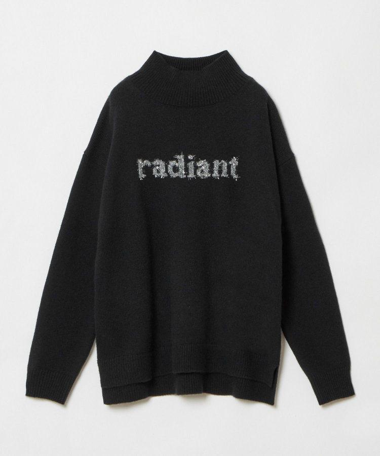 allureville シャギーラメロゴインターシャプルオーバー ブラック (95)