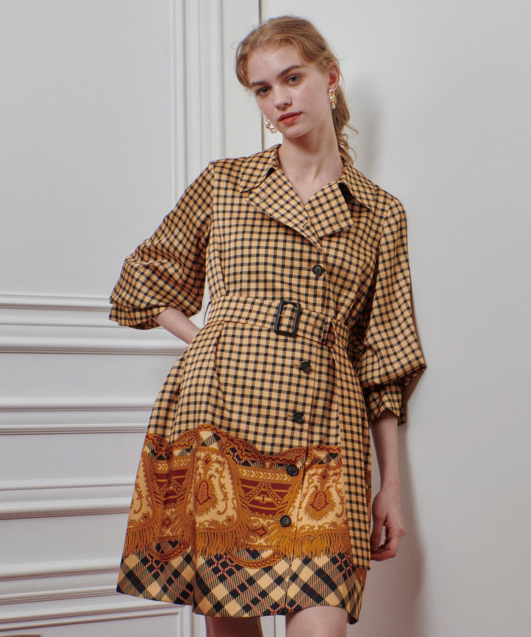 LOULOU WILLOUGHBY 【LOULOU WILLOUGHBY】エンブレムチェックワンピース ベージュ系 (19)