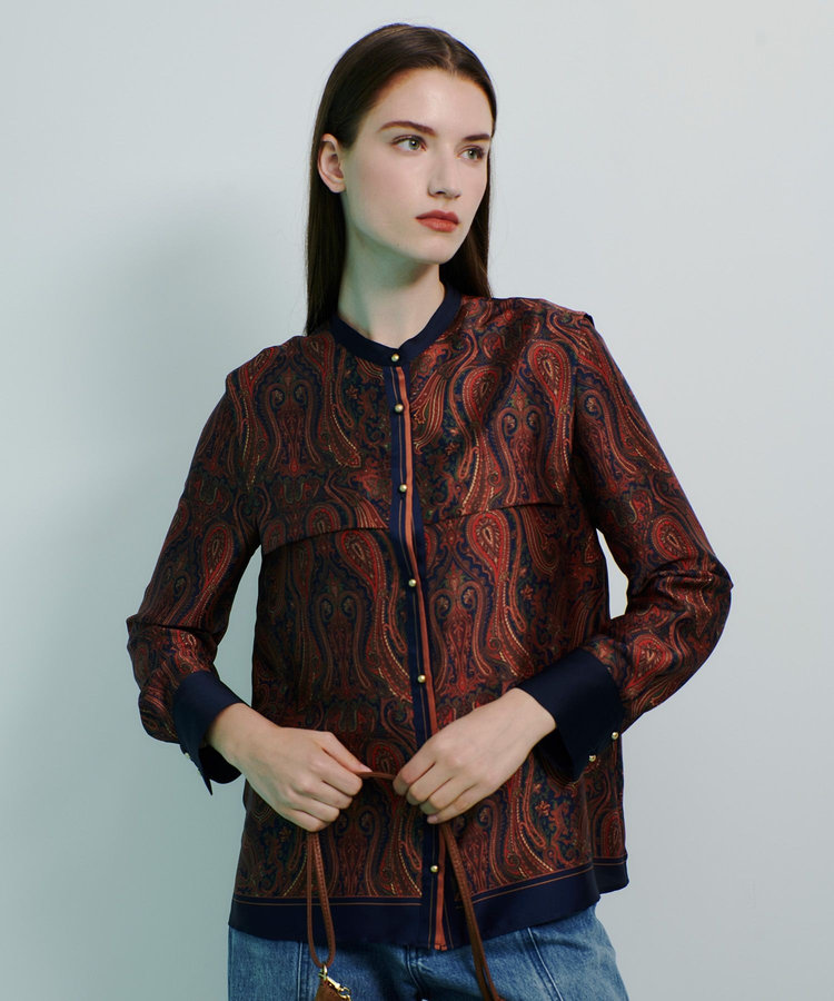 allureville OFFICINAペイズリープリントブラウス ブラウン (81)