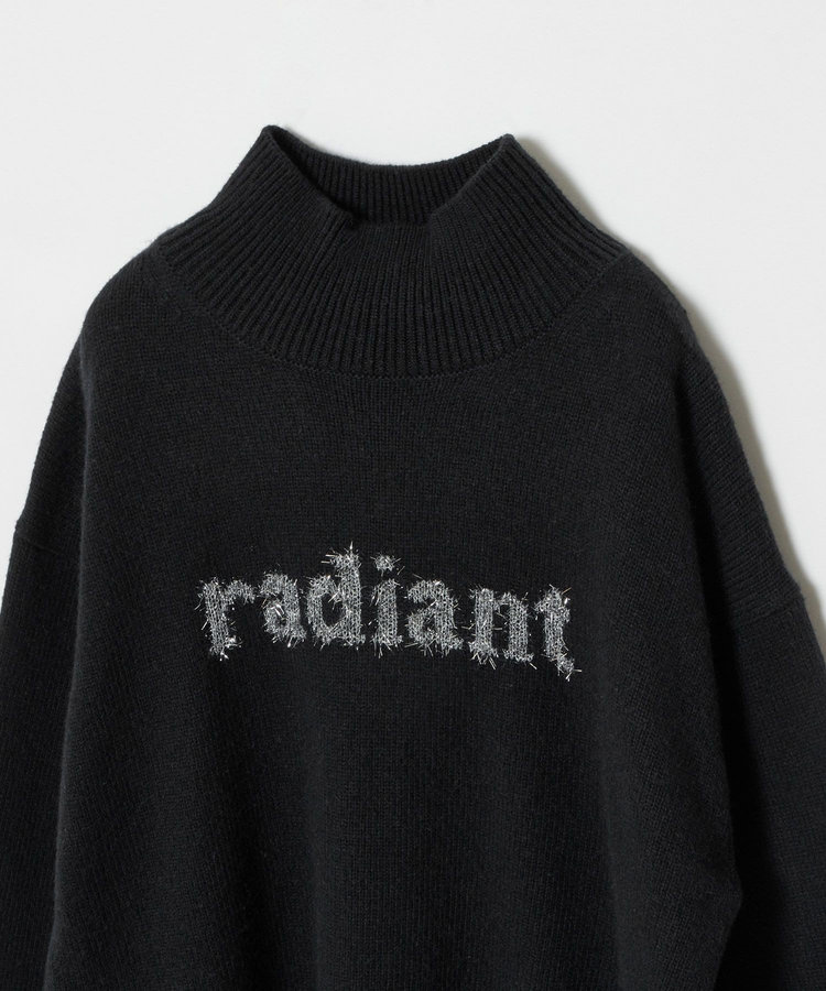 allureville シャギーラメロゴインターシャプルオーバー ブラック (95)