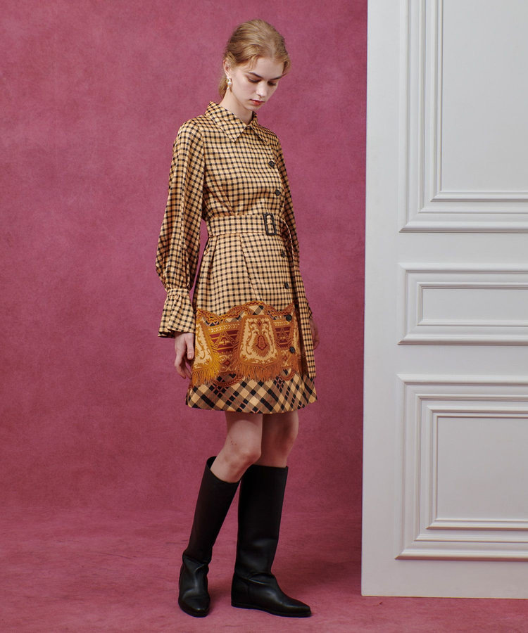 LOULOU WILLOUGHBY 【LOULOU WILLOUGHBY】エンブレムチェックワンピース ベージュ系 (19)