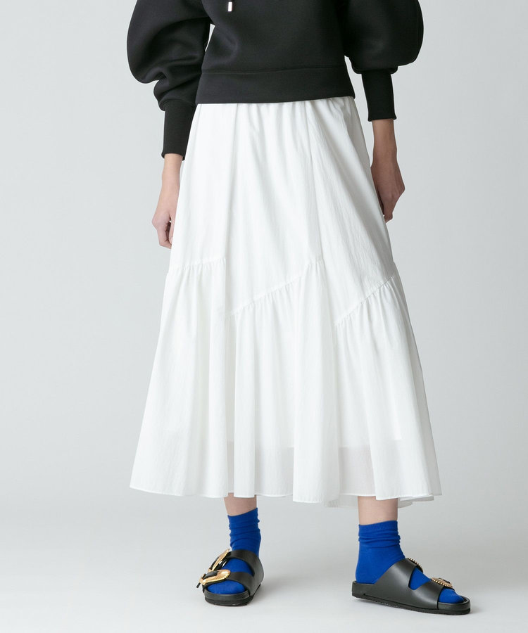 allureville ◇バイヤス切替ギャザースカート ホワイト (01)