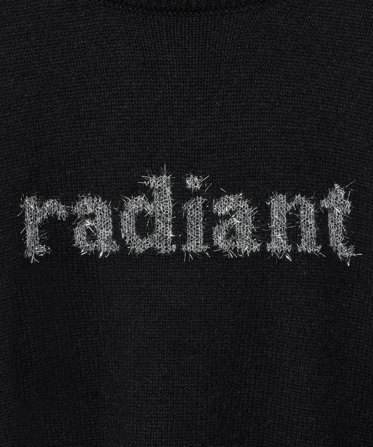 allureville シャギーラメロゴインターシャプルオーバー ブラック (95)